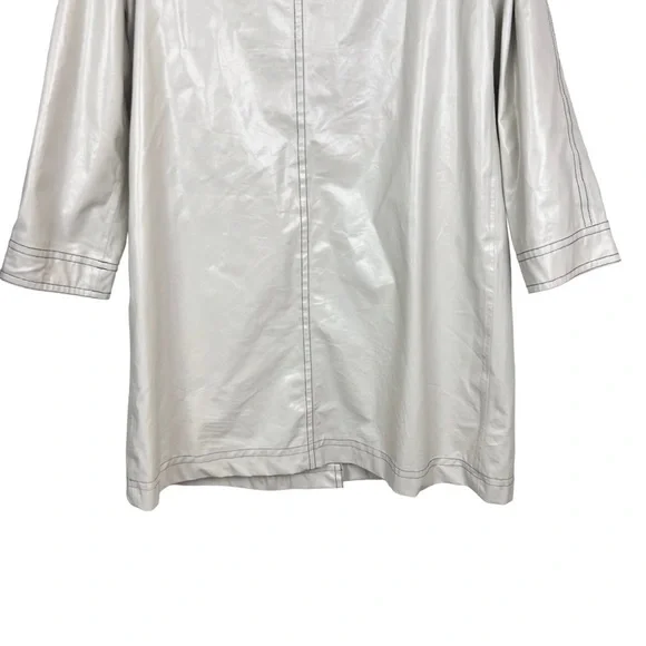 AlexaChung Ivory Hooded Coated Cotton Blend Oversized Rain Trench Coat Jacket